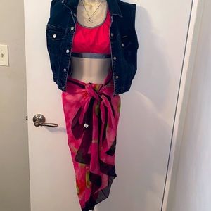 Pink floral print sarong